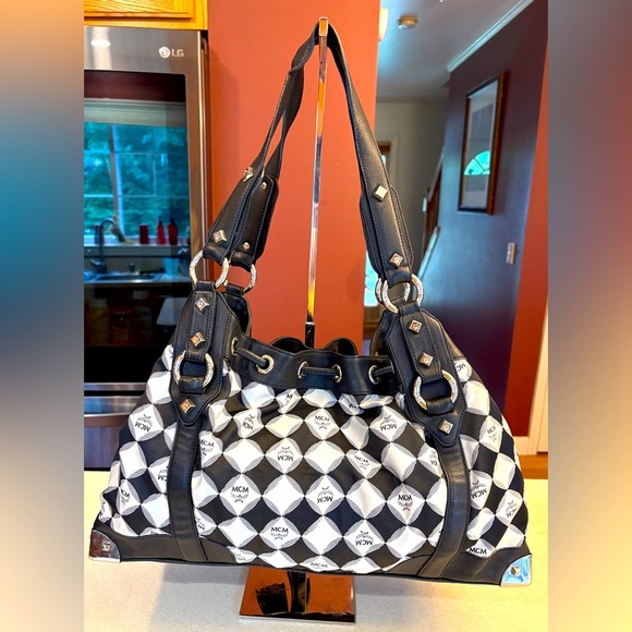 MCM Visetos Nylon Dual Handle Drawstring Shoulder Bag, EUC - Picture 2 of 12